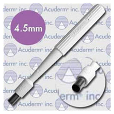 Acuderm, Inc Biopsy Punch Dermal Acu-Punch 4.5mm Ribbed Hollow Handle SS Bld Disp Strl 50/Bx - P4550