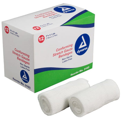 Dynarex Stretch Gauze Bandages - Sterile & Non-Sterile no sterlie case of 8 per box quantity is 12