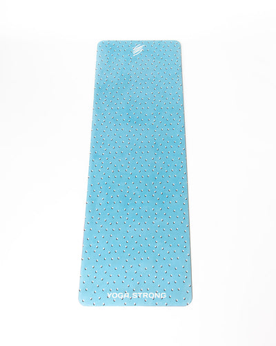 Yoga Strong, Yoga Mat 72" x 24", Blue Polka Dot