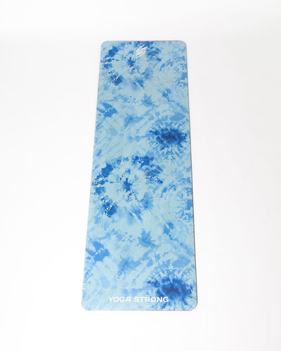 Yoga Strong, Yoga Mat 72" x 24", Blue Tie Dye