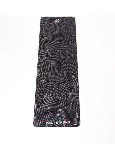 Yoga Strong, Yoga Mat 72" x 24", Black Polka Dot