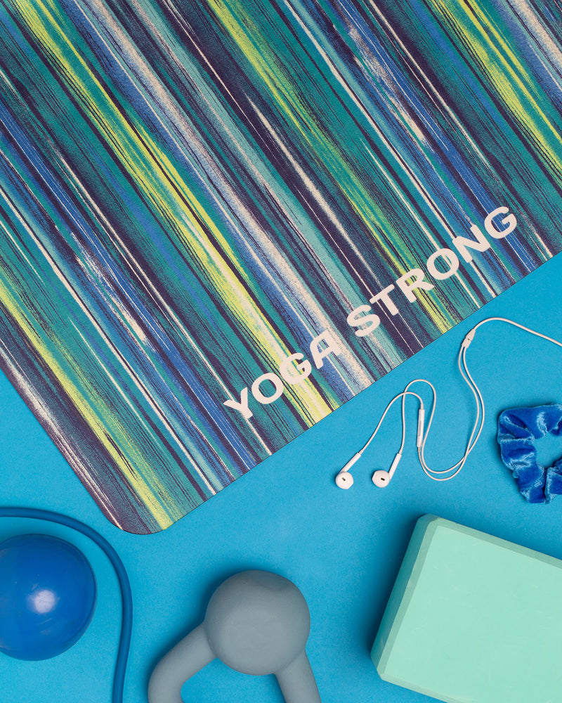 Yoga Strong, Yoga Mat 72" x 24", Green/Blue Stripe - FE-32-1526