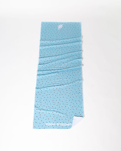 Yoga Strong, Anti Slip Towel, Blue Polka Dot