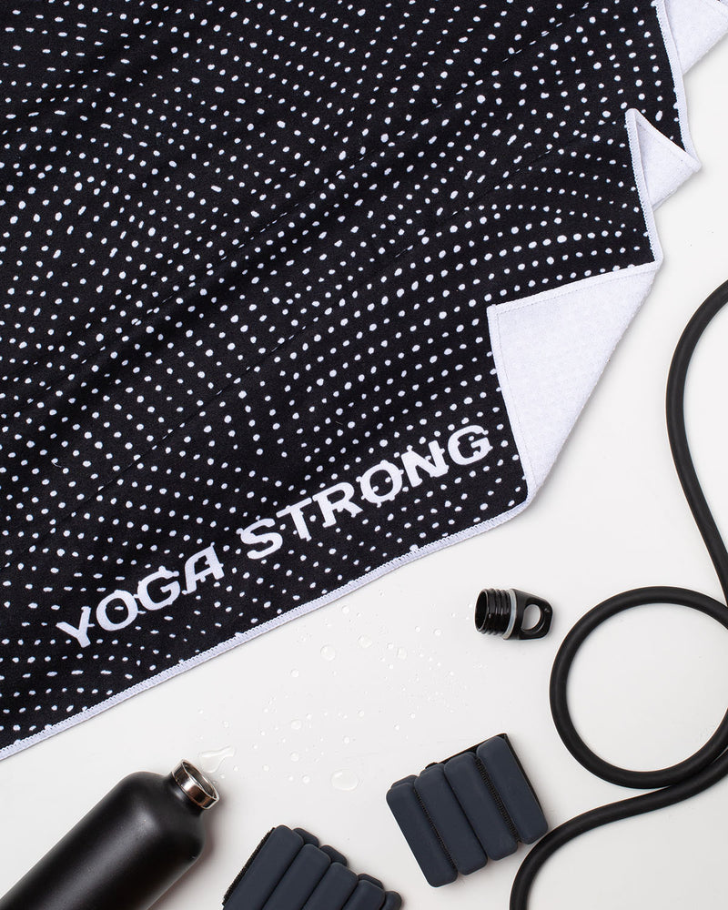 Yoga Strong, Anti Slip Towel, Black Polka Dot - FE-32-1552