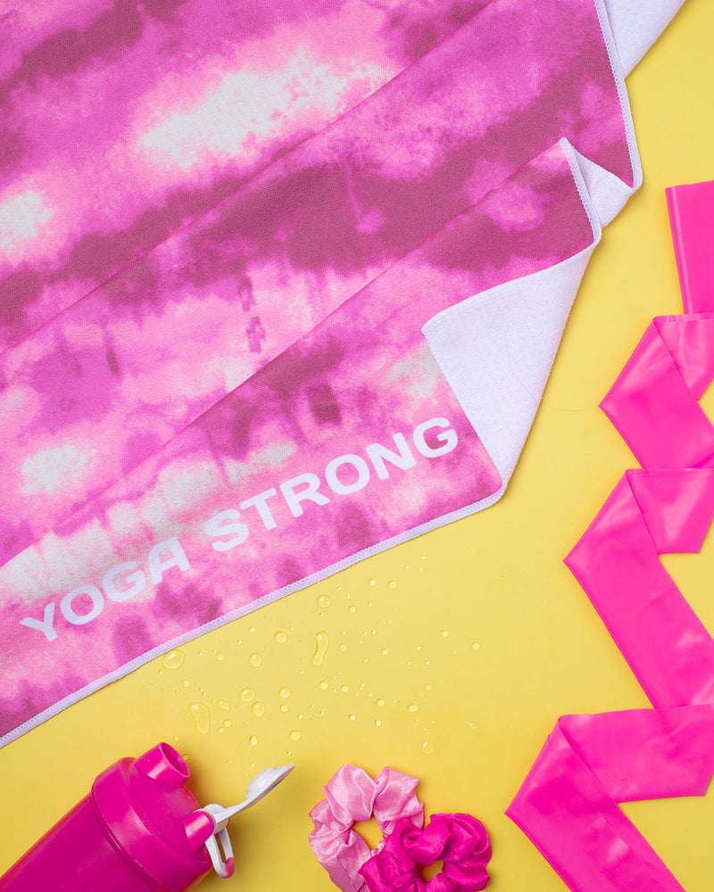 Yoga Strong, Anti Slip Towel, Pink Tie Dye - FE-32-1553