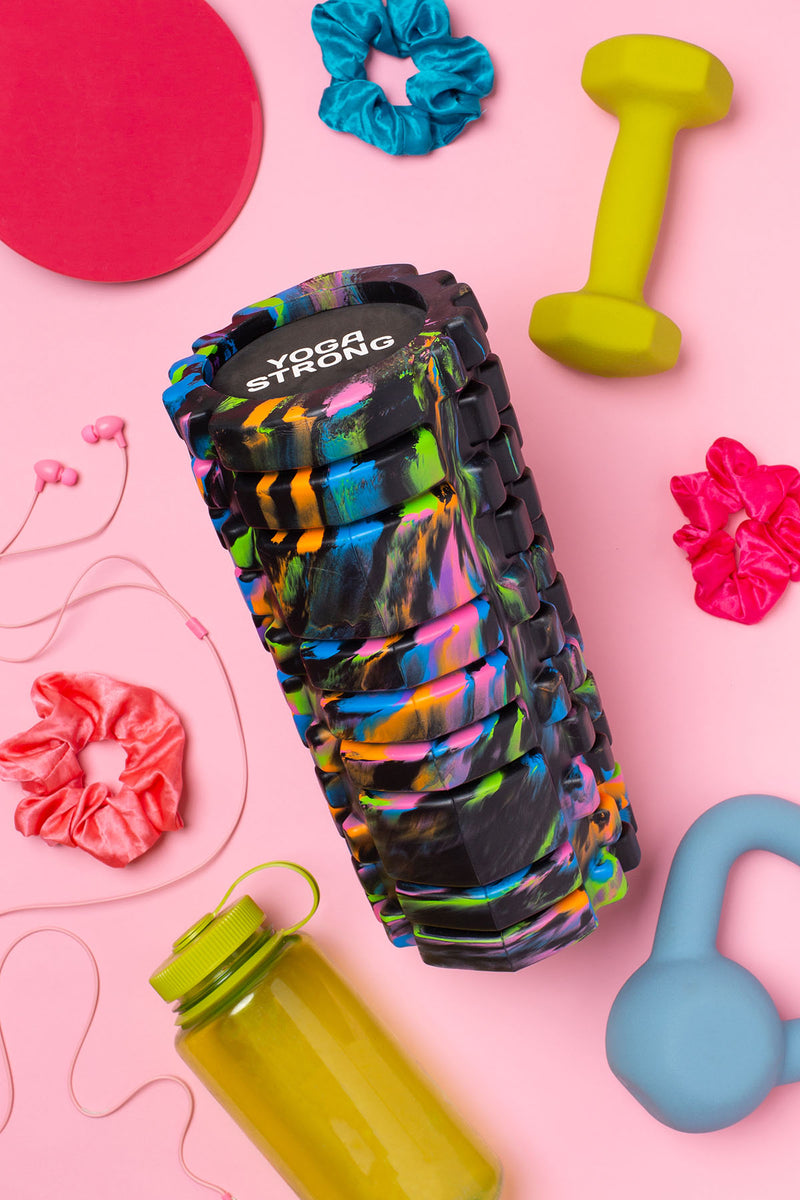 Yoga Strong, Medium Density Ridged Foam Roller, Black Tie Dye - FE-32-1570