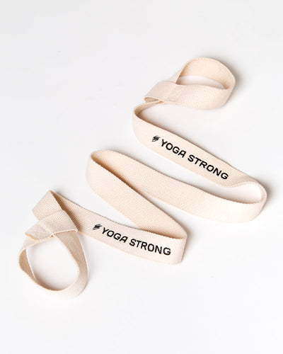 Yoga Strong, Canvas Stretch Strap w/Adjustable End Loops, Ivory