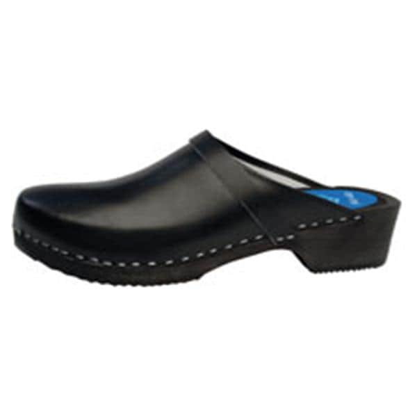 Cape Clogs Inc Clog Open Back Leather / Wood Base Womens Adult Black Size 6 Slip On Each - 132200236
