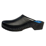 Cape Clogs Inc Clog Open Back Leather / Wood Base Womens Adult Black Size 10 Slip On Each - 132200241