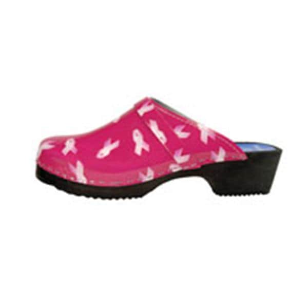 Cape Clogs Inc Clog Open Back Leather / Wood Base Womens Adult Pink Ribbon Size 7 Slip On Each - 1322110037