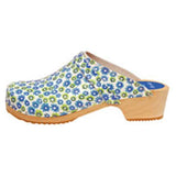 Cape Clogs Inc Clog Open Back Leather / Wood Base Womens Adult Twin Flower Size 6 Slip On Each - 132215736