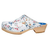 Cape Clogs Inc Clog Open Back Leather / Wood Base Womens Adult Wild Flower Size 7.5 Slip On Each - 132217538