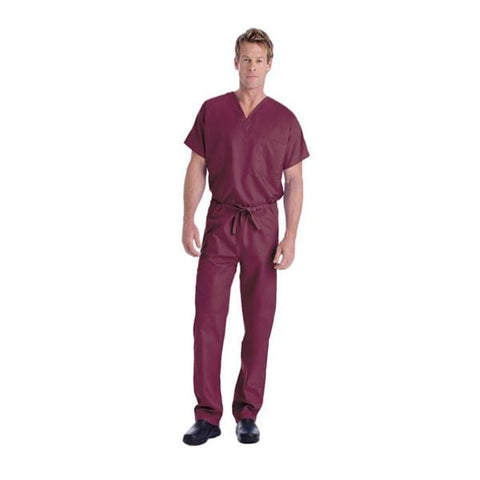 Landau Uniforms Inc. Shirt Scrub 7502 Unisex 3X Large Wine Each - 7502-RWP-3XL