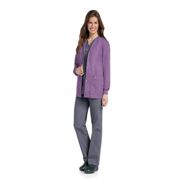 Landau Uniforms Inc. Jacket Warm-Up 65% Polyester / 35% Cotton Essentials Womens Wisteria XS 4Pckt Each - 7525-WPP-XSM