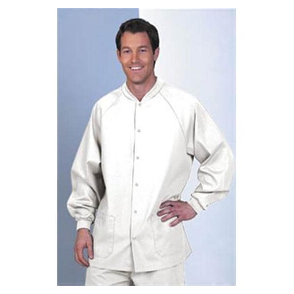 Fashion Seal Jacket Warm-Up 65% Polyester / 35% Cotton Unisex White X-Large 2 Pockets Each - 7709XL