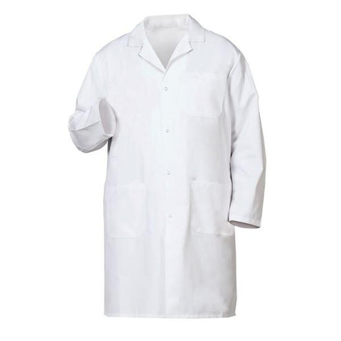 Fashion Seal Lab Coat Knee Length 65% Polyester / 35% Cotton Mens White Size 32 41 in Each - 485-32