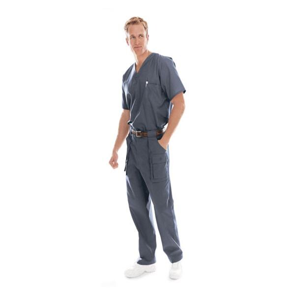 Landau for Men (R) Shirt Scrub 7594 Mens Small Steel Grey Each - 7594-STP-SML