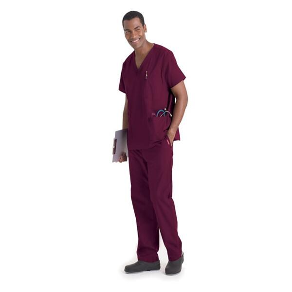 Landau for Men (R) Scrub Pant 8550 Mens Small Wine Each - 8550-RWP-SML