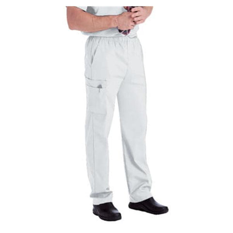 Landau for Men (R) Pant Scrub 8555 Mens Small White Each - 8555-WWVCSML