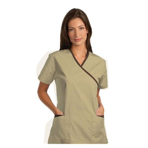Fashion Seal Shirt Scrub Fashion Seal 7007 Womens 2X Large Tan / Chocolate Each - 7007-2XL