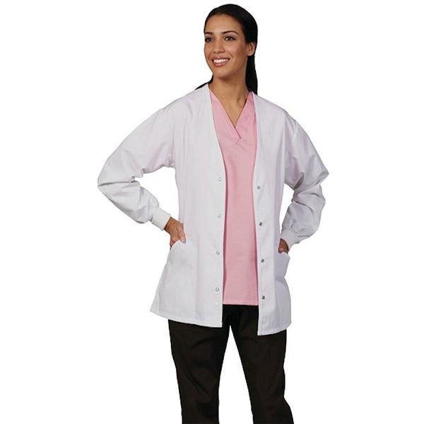 Fashion Seal Jacket Cardigan 65% Polyester / 35% Cotton Womens White Large 2 Pockets Each - 7364-L