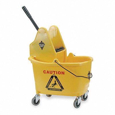 Yellow Plastic Mop Bucket and Wringer 8-3/4 gal