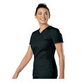 Landau Uniforms Inc. Shirt Scrub 70224 Faux Wrap Womens 2X Large Black Each - 70224-BKP-2X