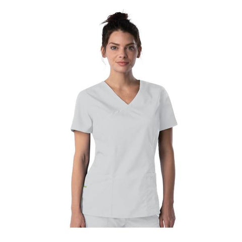 Landau Uniforms Inc. Shirt Scrub 70224 Faux Wrap Womens 2X Large White Each - 70224-WHI-2X