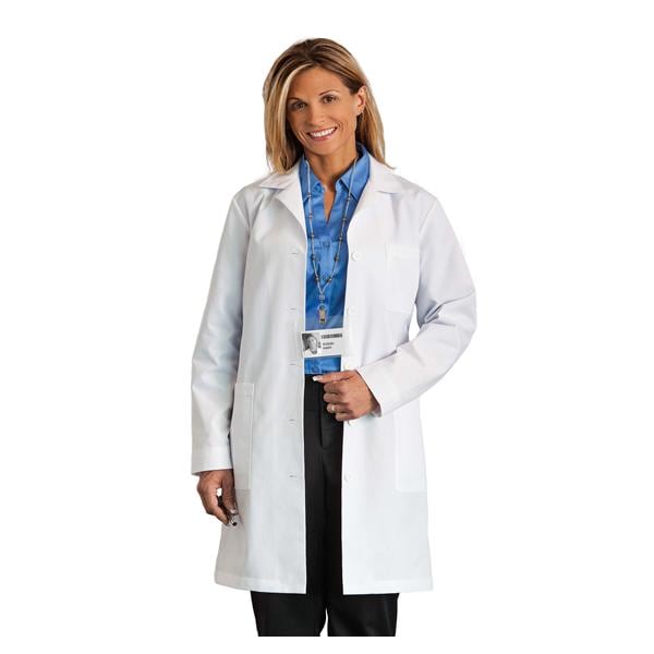 META By White Swan Lab Coat 65% Polyester / 35% Cotton META Womens White Size 0 37 in Each - 161-011-0