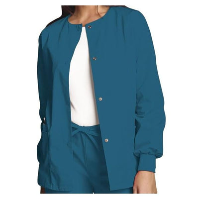 Cherokee Workwear Jacket Warm-Up Womens Caribbean Blue 4X Large 2 Pockets Each - 4350-CARW-4X