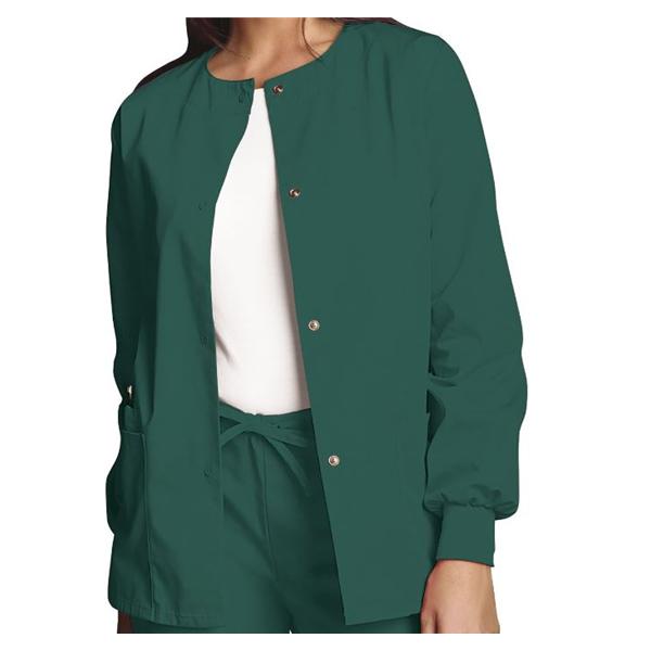 Cherokee Workwear Jacket Warm-Up 65% Polyester / 35% Cotton Poplin Womens Hunter Lg 3 Pockets Each - 4350-HUNW-L