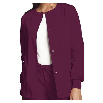 Cherokee Workwear Jacket Warm-Up 65% Polyester / 35% Cotton Poplin Womens Wine 2XL 3 Pockets Each - 4350-WINW-2X