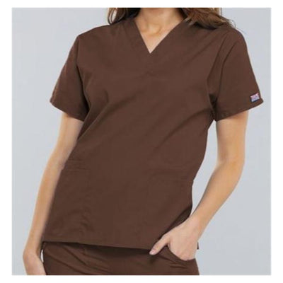 Cherokee Workwear Shirt Scrub Cherokee 4700 Womens 2X Small Chocolate Each - 4700-CHCW2XS