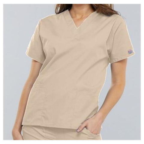Cherokee Workwear Shirt Scrub Cherokee 4700 Womens X-Large Khaki Each - 4700-KAKW-XL