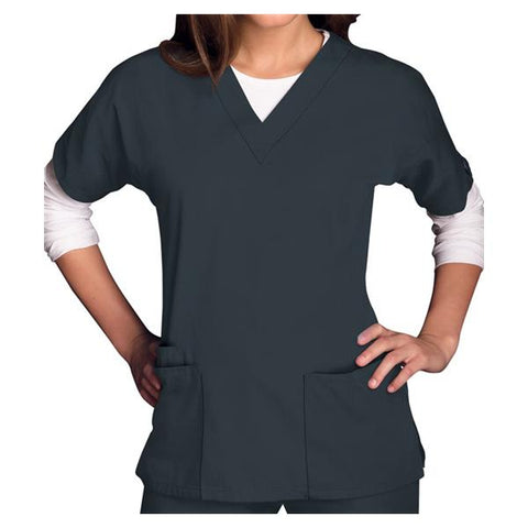 Cherokee Workwear Shirt Scrub Cherokee 4700 Womens 2X Small Pewter Each - 4700-PWTW2XS
