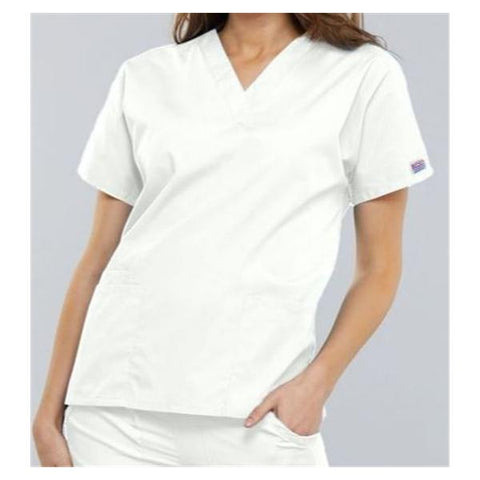 Cherokee Workwear Shirt Scrub Cherokee 4700 Womens 2X Large White Each - 4700-WHTW-2X