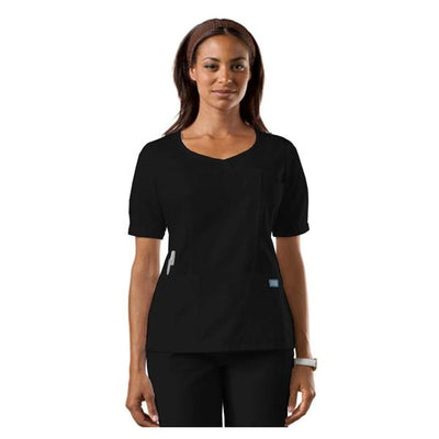 Cherokee Workwear Shirt Scrub Novelty 4746 Womens 2X Large Black Each - 4746-BLKW-2X