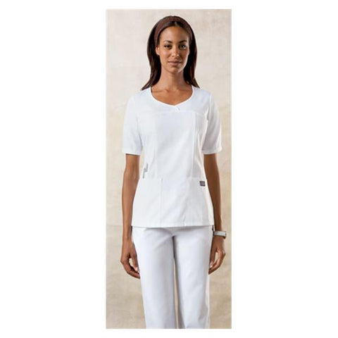 Cherokee Workwear Shirt Scrub Novelty 4746 Womens 2X Large White Each - 4746-WHTW-2X