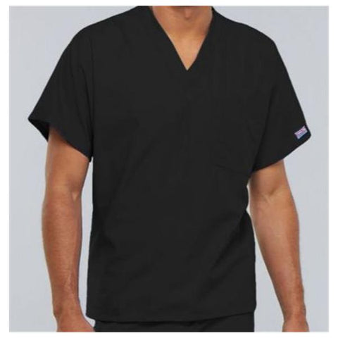 Cherokee Workwear Shirt Scrub Cherokee 4777 Unisex 2X Large Black Each - 4777-BLKW-2X