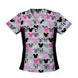 Cherokee Workwear Shirt Scrub 100% Cotton Womens Mickey Large 2 Pockets Each - 6875C-MKMK-L