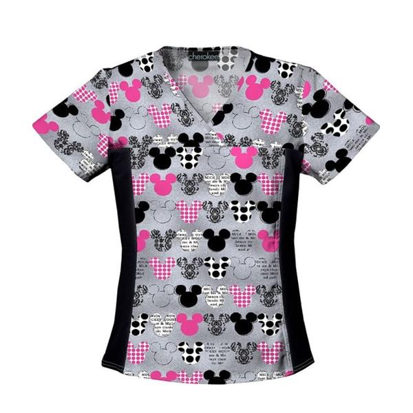 Cherokee Workwear Shirt Scrub 100% Cotton Womens Mickey X-Large 2 Pockets Each - 6875C-MKMKXL