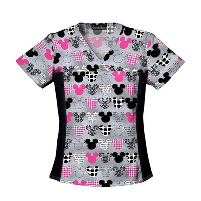 Cherokee Workwear Shirt Scrub 100% Cotton Womens Mickey X-Small 2 Pockets Each - 6875C-MKMKXS