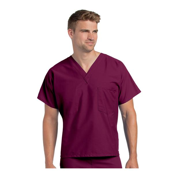 Landau Uniforms Inc. Shirt Scrub 65% Polyester / 35% Cotton Unisex Wine XL Reversible 1 Pocket Each - 7502-RWP-TXL