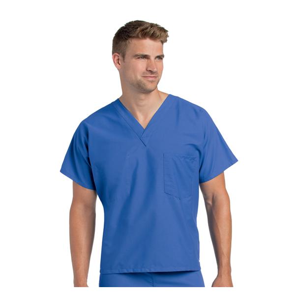 Landau Uniforms Inc. Shirt Scrub 65% Polyester / 35% Cotton Unisex Royal Blue XL Reversible Pckt Eachch - 7502-BEP-TXL