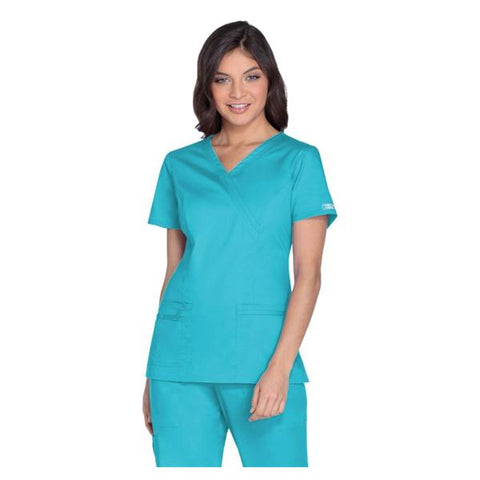 Cherokee Workwear Shirt Scrub Cherokee 4728 Womens X-Large Turquoise Each - 4728-TRQW-XL