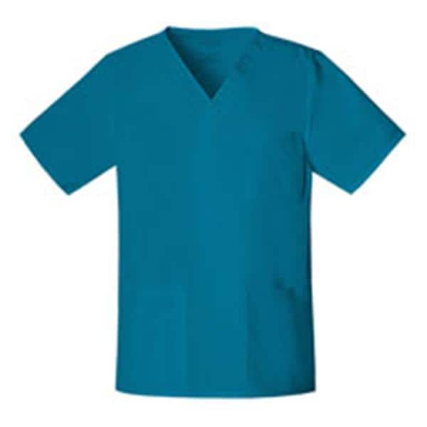 Cherokee Workwear Shirt Scrub Cherokee 4725 Unisex 2X Large Caribbean Blue Each - 4725-CARW-2X