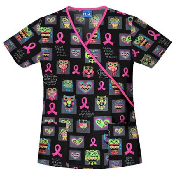 Scrub H.Q. Shirt Scrub 100% Cotton Womens I Give a Hoot 3XL Non Reversible 2 Pockets Each - 4826C-IGVE3X