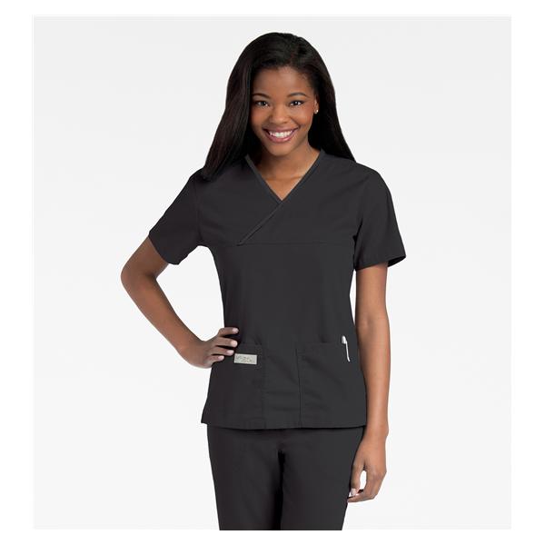 Landau Uniforms Inc. Shirt Scrub Urbane Womens Small Black Each - 9534-BKP-SM