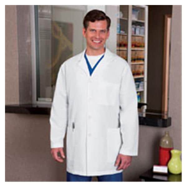 META By White Swan Lab Coat 65% Polyester / 35% Cotton META Fundamentals Mens White 2X Large 34" Each - 15007-011-2X