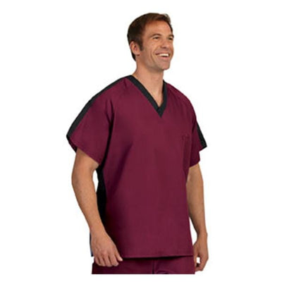 Fashion Seal Shirt Scrub Fashion Seal 7181 Unisex 2X Large Black / Burgundy Each - 7181-2XL